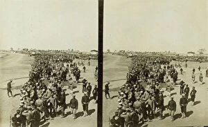 Crowd Collection: Japanese soldiers on a beach in Manchuria, c1905. Creator: Underwood & Underwood