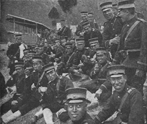 Tea Break Prints: Japanese soldiers on the way to the front: the noonday meal of tea and rice