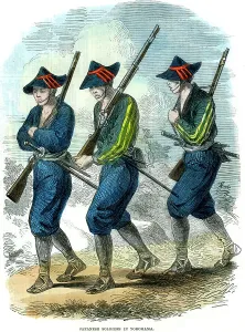 Japanese soldiers in Yokohama, Japan, 1865