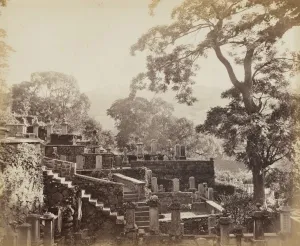 Japanese Temple Graveyard, Shuntoji, Nagasaki, c. 1867. Creator: Felice A. Beato (British