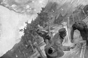 Tangled Prints: Japanese troops massacred crossing Russian barbed wire, Russo-Japanese War, 1904-5
