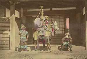 Bakumatsu Prints: Three Japanese warriors, 1868-1880. Creator: Felice Beato