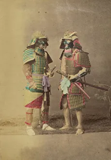 Bakumatsu Prints: Two Japanese warriors in full dress costumes, 1868-1880. Creator: Felice Beato