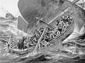 Troop Gallery: Japanese warship Hatsuse foundering, Russo-Japanese War, 1904-5