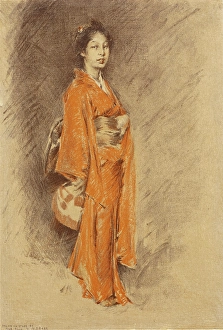 Japanese Woman in Kimono, late 19th century. Creator: Robert Frederick Blum
