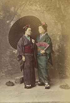 Teal Prints: Two Japanese women, 1868-1880. Creator: Felice Beato