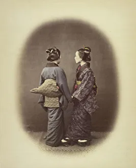 Vignette Prints: Two Japanese Women, 1868. Creator: Felice Beato