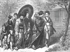 Japanese women going on a visit; A European Sojourn in Japan, 1875. Creator: Unknown