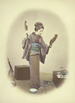 Vignette Prints: A Japanese Young Lady in Bridal Dress, 1866-1867. Creator: Felice Beato