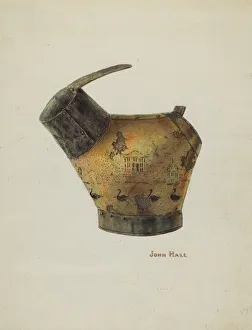 Swans Prints: Japanned Coal Scuttle, c. 1940. Creator: John Hall