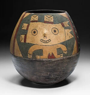 Peruvian Collection: Jar with Anthropomorphic Figure, 650 / 150 B. C. Creator: Unknown
