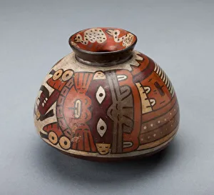 Jar Depicting a Costumed Ritual Performer Wearing Feline Mask, 180 B.C./A.D. 500 Jar Depicting a Costumed Ritual Performer Wearing Feline Mask, 180 B.C./A.D. 500