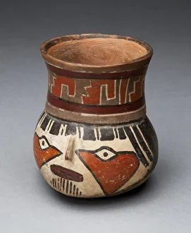 Face Paint Prints: Jar Depicting a Head with Face Painting, 180 B. C. / A. D. 500. Creator: Unknown