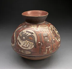 Jar Depicting Hunters with Coyotes, Lizards, Serpents, and Birds, 180 B. C. / A. D. 500