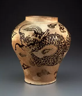 Jar with Dragon Chasing Flaming Pearl, Korea, Joseon dynasty(1392-1910), 17th century