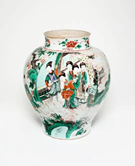 Glaze Gallery: Jar with Figural Scenes and Poem Describing the Osmanthus and Moon, Qing dynasty, 1646