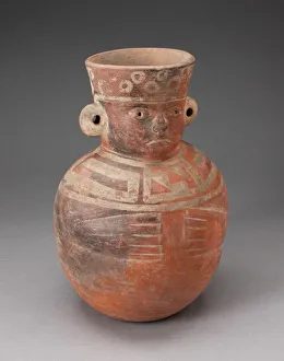 Jar in the Form of a Figure with Modeled Head, Wide Collar, and Incised Hands, 100 B. C. / A