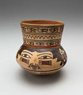 Bound Lips Gallery: Jar in the Form of a Human Head with Face Painting and Bound Lips, 180 B.C. / A.D. 500