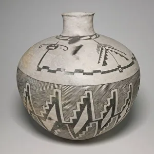 Serpent Collection: Jar with Horned Serpents and Interlocking, Hatched-and-Black Stepped Designs, 950 / 1400