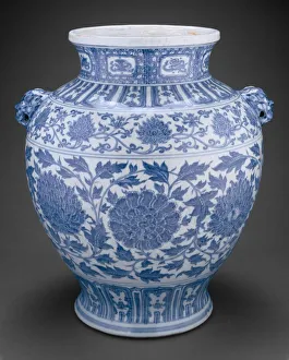 Handles Collection: Jar with Lotus and Peony Scrolls and Lion-Mask Handles, Ming dynasty