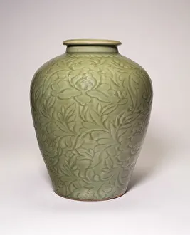 Peony Prints: Jar with Peony Scrolls, Ming dynasty (1368-1644), 15th century. Creator: Unknown