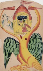 Calcutta Prints: Jatayu's Attempt to Foil Sita's Abduction