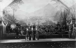 Chicago World Fair Prints: Javanese Gamelan Orchestra and Topeng masked dancers