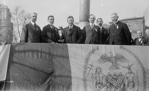 Democrat Prints: J.B. Pine, Lewis H. Pounds, George McAneny, G.F. Kunz, 1916. Creator: Bain News Service