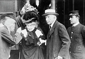 Railway Carriage Prints: J.D. Rockefeller and wife, 1911. Creator: Bain News Service