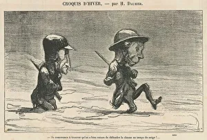 Snowy Prints: Je commence a trouver... en temps de neige!... 19th century. Creator: Honore Daumier