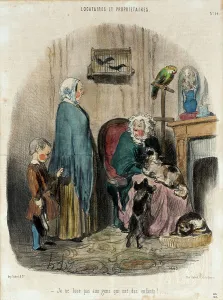 Renting Prints: Je ne loue pas aux gens qui ont des enfants!, 1847. Creator: Honore Daumier