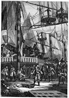Images Dated 28th August 2007: Jean Bart kills the Dutch captain of the Neptune, 1898. Artist: Jules-Achille Noel