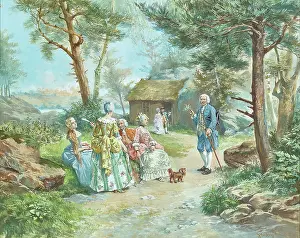 Rousseau Prints: Jean Jacques Rousseau giving a botany lesson in Ermenonville