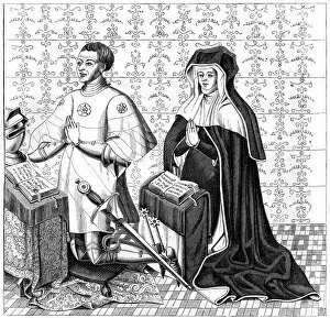 Images Dated 16th November 2007: Jean Jouvenel des Ursins his wife, Michelle de Vitry, praying, 14th or 15th century (1849)