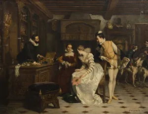 Bianchi Prints: Jeanne d Albret Buying Poisoned Gloves from Catherine de Medicis Parfumeur... 1852-1858