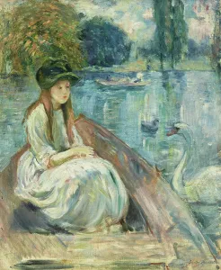 Swan Prints: Jeanne Fourmanoir on the lake, 1892. Creator: Morisot, Berthe (1841-1895)