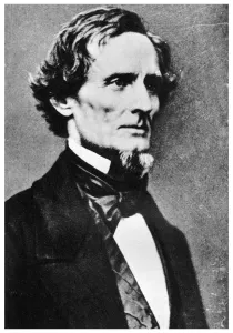 Jefferson Davis, President of the Confederate States of America, c1855-1865 (1955). After announcing the secession of Mississippi from the Union (the second state to do so after South Carolina) in January 1861, Jefferson Davis (1808-1889) resigned from the US Senate. He was named provisional President of the Confederate States of America by a constitutional convention, and was inaugurated at the Alabama State Capitol in Mongtomery on 18 February 1861. Davis was captured by the Union (northern) cavalry in 1865 and imprisoned for two years. A print from Mathew Brady Historian with a Camera by James D Horan, Bonanza Books, New York, 1955 Jefferson Davis, President of the Confederate States of America, c1855-1865 (1955)