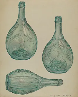 Glassworks Prints: Jenny Lind Bottle, c. 1935. Creator: Paul Ward