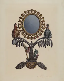 Henderer Regina Prints: Jenny Lind Mirror, c. 1939. Creator: Regina Henderer