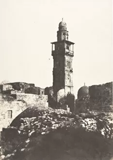 Auguste Salzmann Gallery: Jerusalem, Enceinte du Temple, Angle Nord-Ouest et minaret elevé