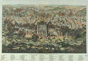 The Jerusalem Map (Vue generale de Jerusalem historique et moderne), ca 1862. Artist: Eltzner, Adolf (1816-1891)