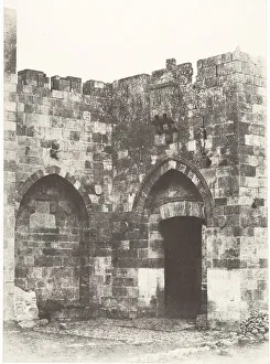 Salzmann Auguste Prints: Jerusalem, Porte de Jaffa, Vue exterieure, 1854. Creator: Auguste Salzmann