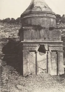 Jerusalem, Vallee de Josaphat, Details du Tombeau d Absalom, 1854