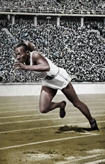 Winning Gallery: Jesse Owens at the start of the 200 metres at the Berlin Olympic Games, 1936