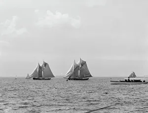 Jessie Costa and James W. Parker in first [?] Fishermen's Race for Lipton Cup, c1907. Creator: Unknown