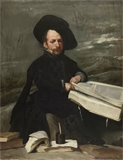 Velazquez Gallery: The Jester with books, c. 1640. Creator: Velazquez, Diego (1599-1660)