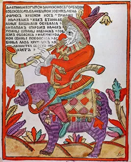 The Jester Farnos the Red Nose, Lubok print, 18th century
