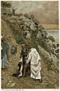 Jesus casting devils out of a kneeling man, c1890 Jesus casting devils out of a kneeling man, c1890
