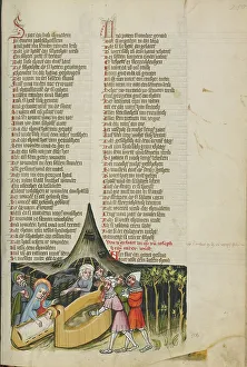 Weltchronik Prints: Jesus Healing the Wounds of the Robbed Merchants; Weltchronik