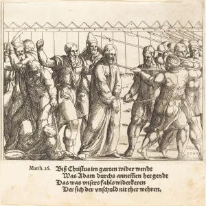 Jesus Being Led to Caiaphas, 1549. Creator: Augustin Hirschvogel